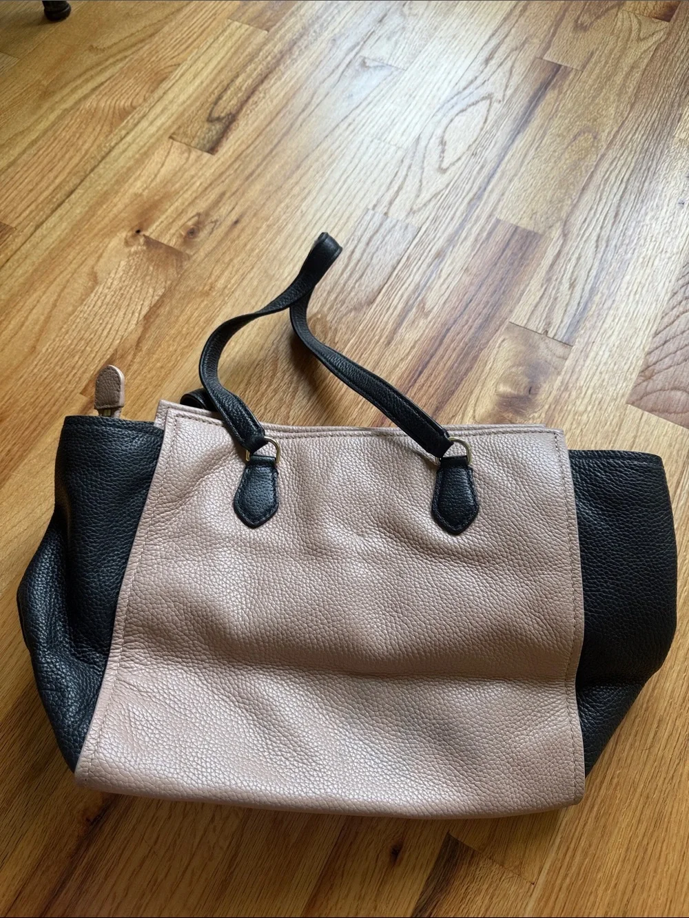 kate spade Two-Tone Pebbled Leather Tote in Black & Blush purse